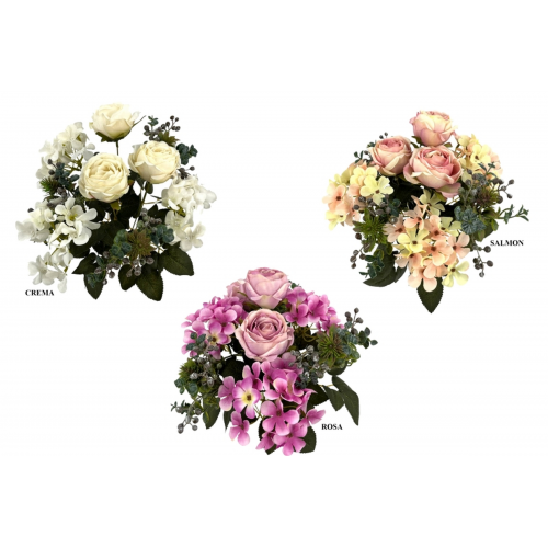 RAMO 306 -42 cms. ROSAS HORTENSIAS x9-