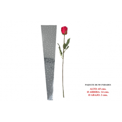 CONO 3 -65x14 (3cms.) FLORES (FONDO PLATA) x50-