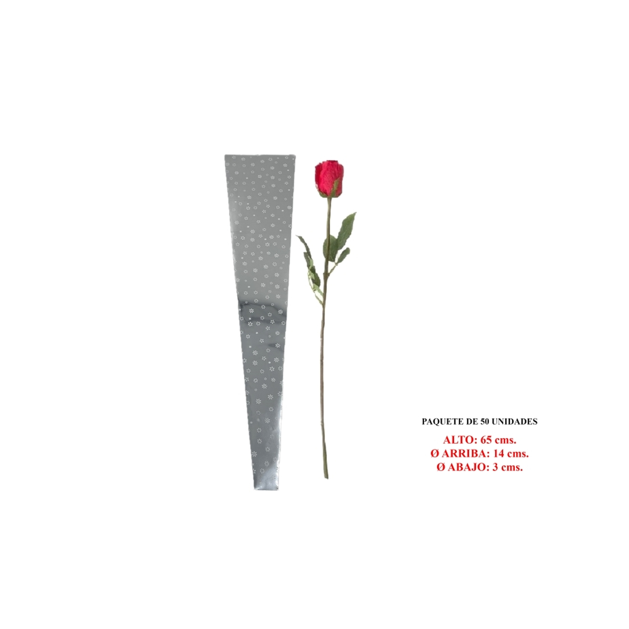CONO 3 -65x14 (3cms.) FLORES (FONDO PLATA) x50-