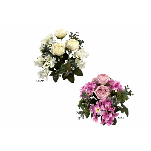 RAMO 306 -42 cms. ROSAS HORTENSIAS x9-