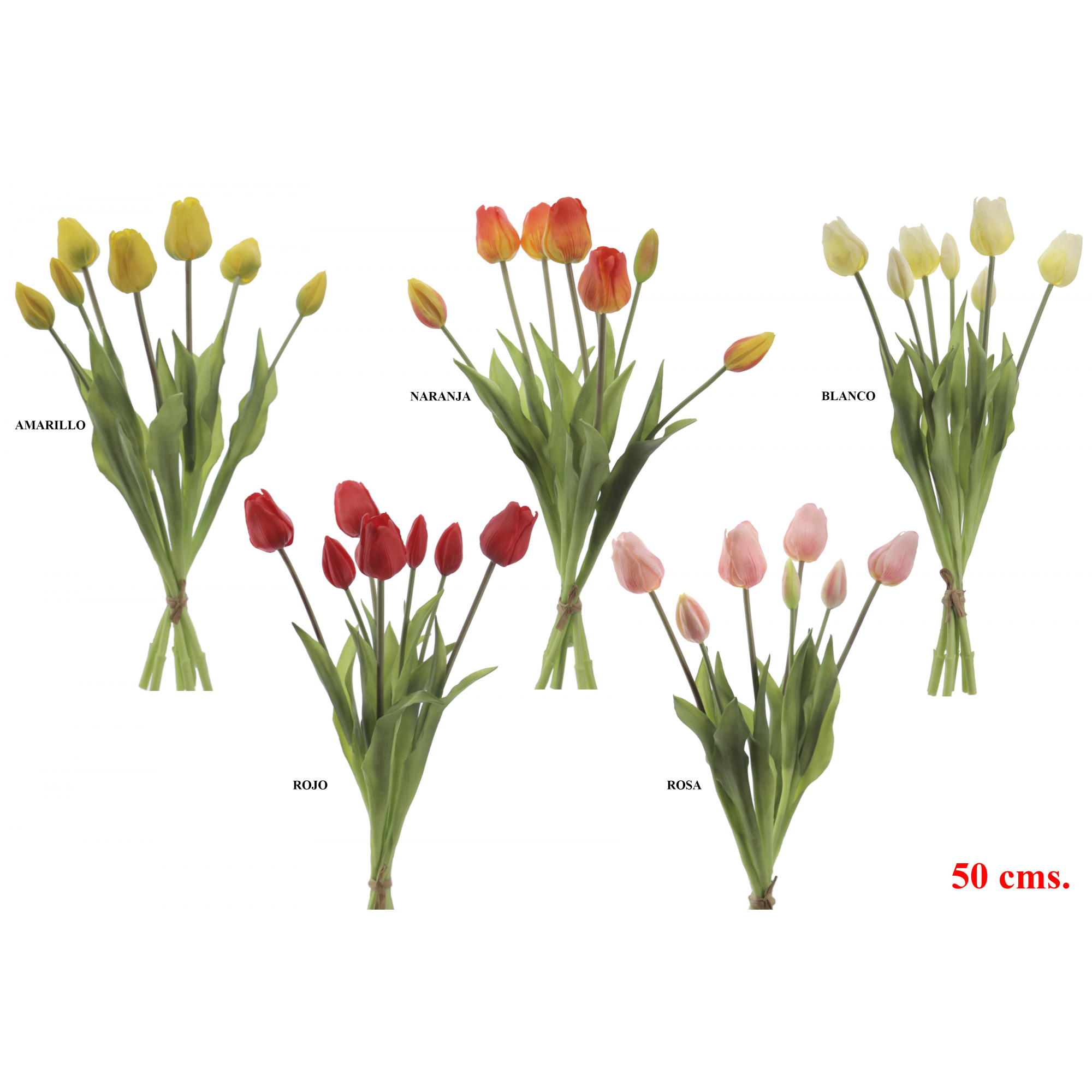 FLOR 2752 - 50 cms. ATADO TULIPANES x7-
