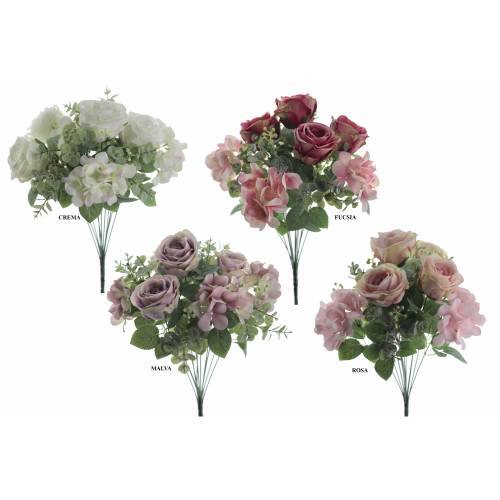 RAMO 5611 -50 cms. HORTENSIA-ROSAS x12-